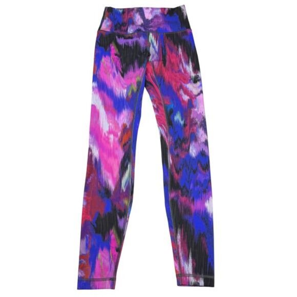 LULULEMON Wunder Train High Rise Tight 28" Size 4 Digital Current Pink - Picture 2 of 7